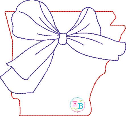 Big Bow Arkansas Bean Stitch Applique, Applique