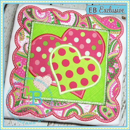 Hearts Box Applique, Applique