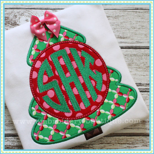 Monogram Christmas Tree Applique, Applique