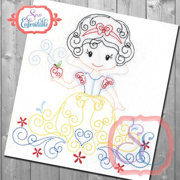 Swirly Princess 1 Embroidery Design, Embroidery