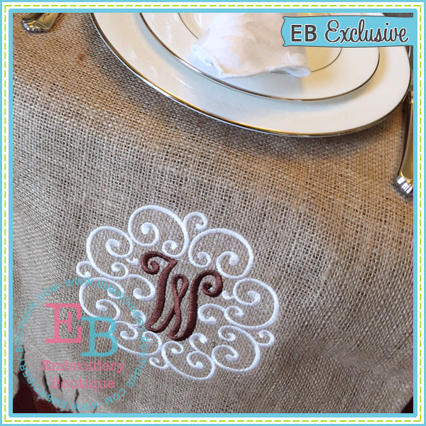 Swirled Monogram Embroidery Font, Embroidery Font