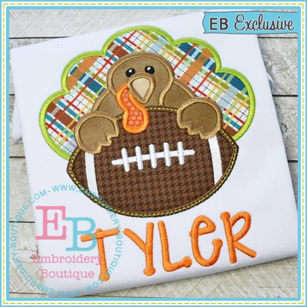 Boy Turkey Football Applique, Applique