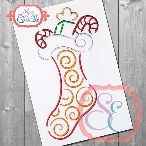 Stocking Swirl Embroidery Design, Embroidery