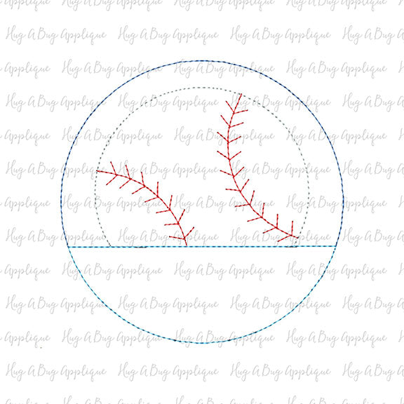 Baseball Split Circle Bean Stitch Applique, Applique