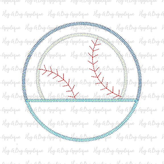 Baseball Split Circle Zig Zag Stitch Applique, Applique