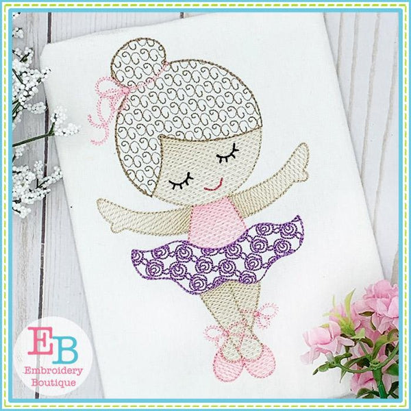 Little Ballerina 1 Motif Sketch Design, Embroidery