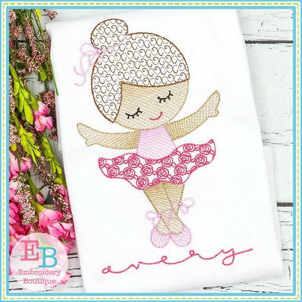 Little Ballerina 1 Motif Sketch Design, Embroidery