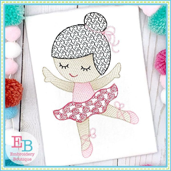 Little Ballerina 2 Motif Sketch Design, Embroidery
