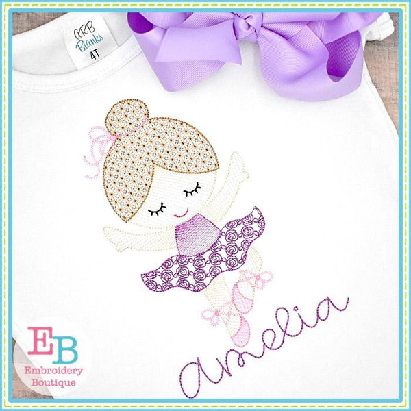 Little Ballerina 3 Motif Sketch Design, Embroidery