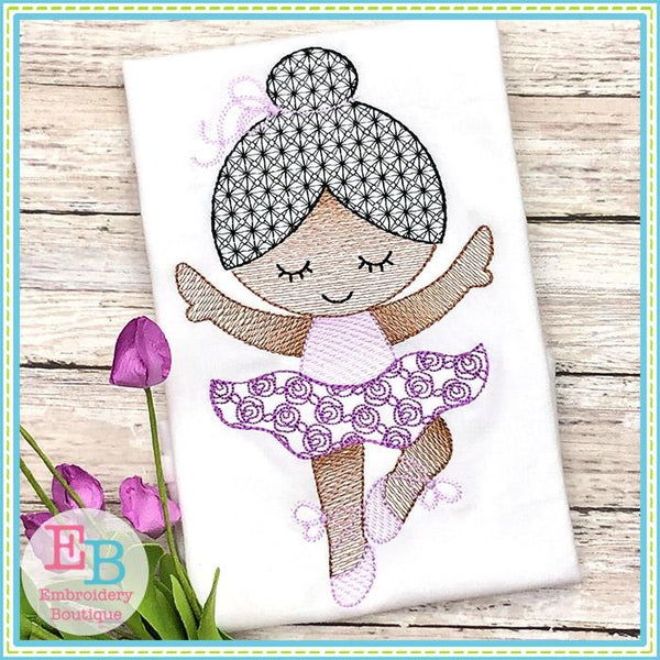 Little Ballerina 3 Motif Sketch Design, Embroidery