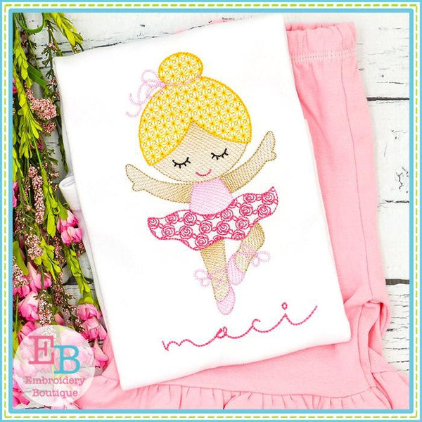 Little Ballerina 3 Motif Sketch Design, Embroidery