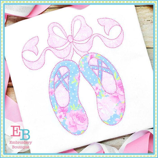 Ballet Shoes with Big Bow Bean Applique, Applique