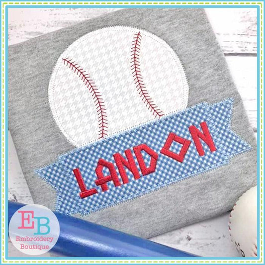 Baseball Banner Zigzag Applique, Applique