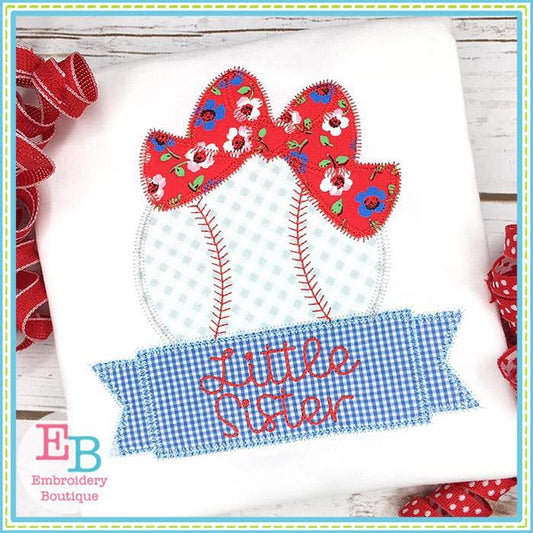 Big Bow Ball Banner Zigzag Applique, Applique