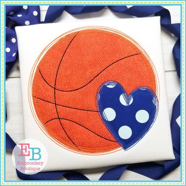 Basketball Heart Scribble Applique, Applique
