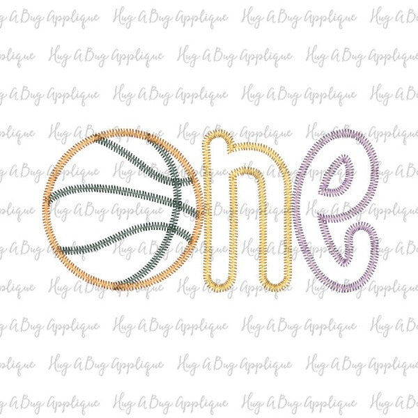 Basketball One Zig Zag Stitch Applique Design, Applique