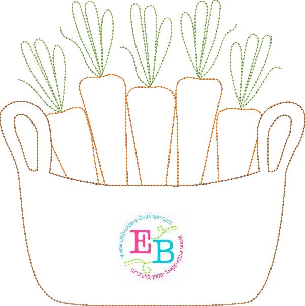 Basket of Carrots Bean Stitch Applique, Applique, Embroidery Boutique