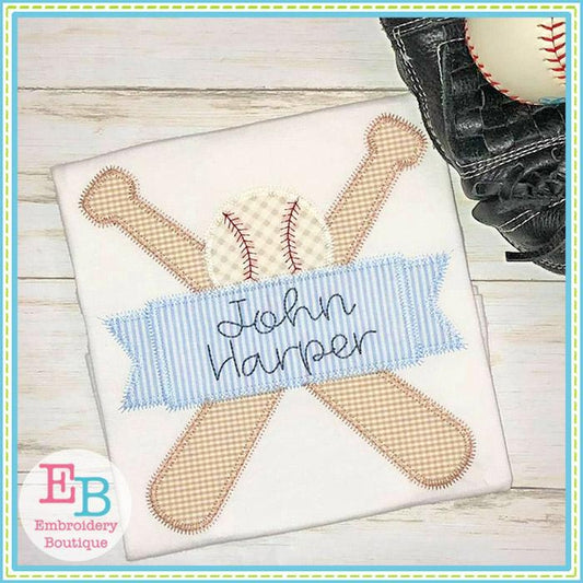 Bats Ball Banner Zigzag Applique, Applique