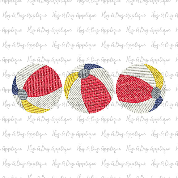 Beach Ball Trio Sketch Stitch Embroidery Design, Embroidery