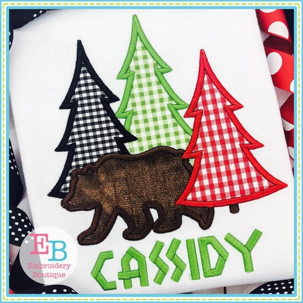 Bear Trees Satin Applique, Applique