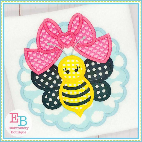 Scallop Bee Big Bow Applique, Applique