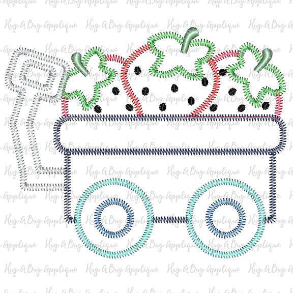 Strawberry Wagon Zig Zag Stitch Applique Design, Applique