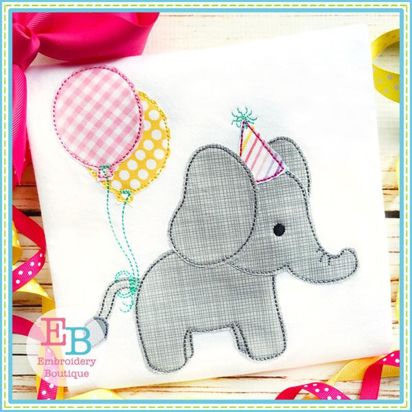 Birthday Elephant Applique, Applique