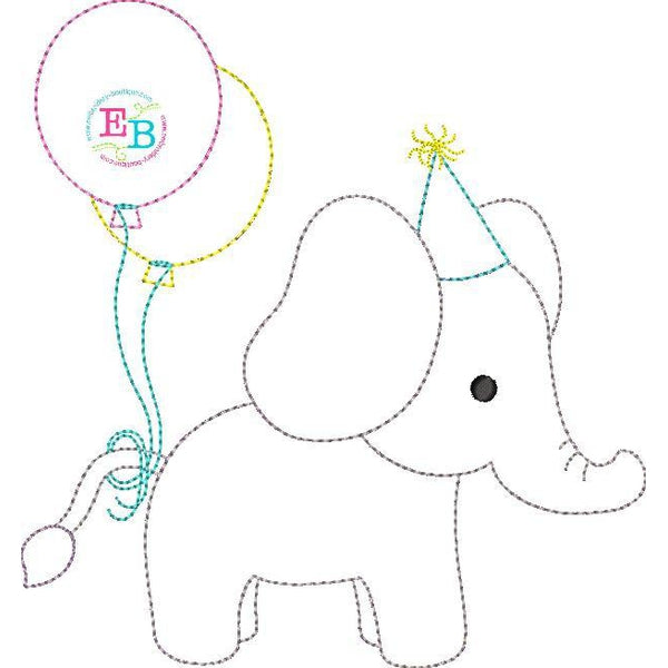 Birthday Elephant Applique, Applique