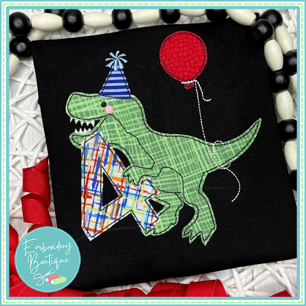 Birthday Dinosaur Applique Number Set, Applique, Embroidery Boutique