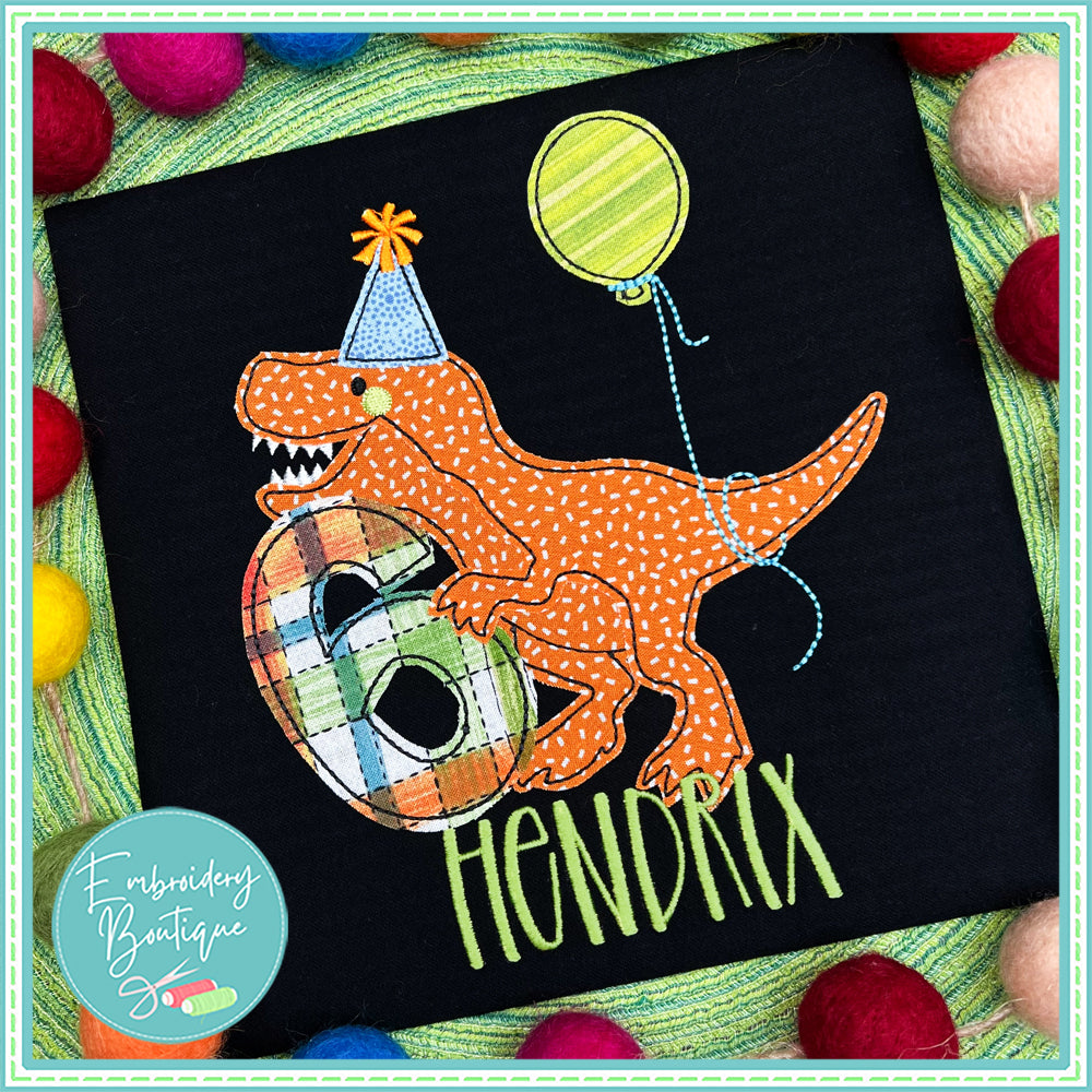 Birthday Dinosaur Applique Number Set, Applique, Embroidery Boutique