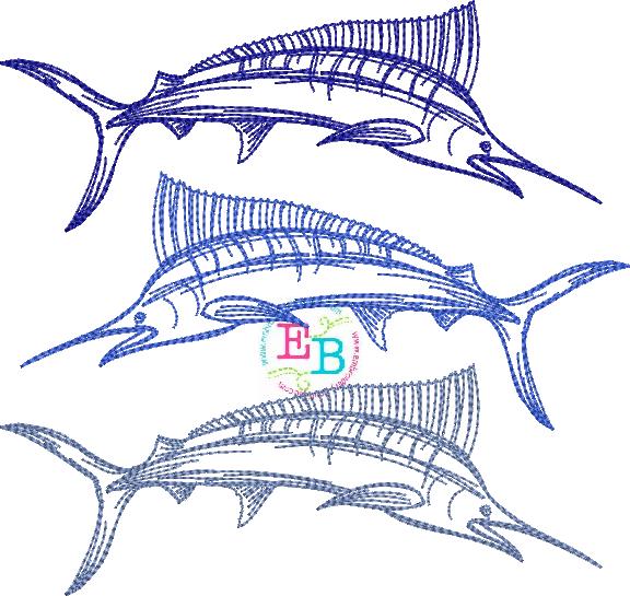 Blue Marlin Embroidery Design, Embroidery