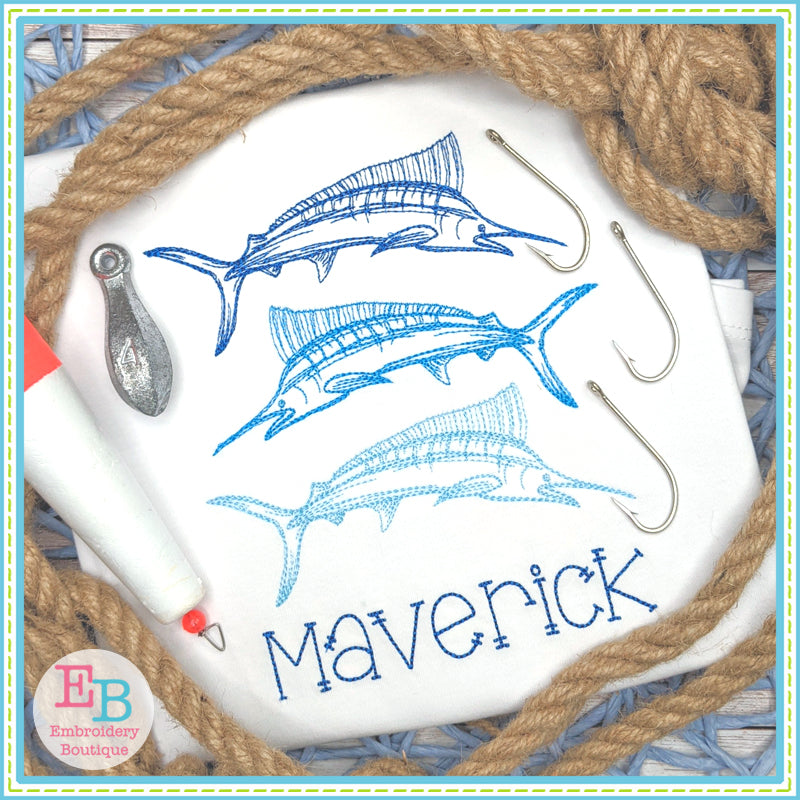 Blue Marlin Embroidery Design, Embroidery