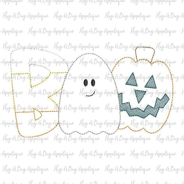 Boo Ghost Jack Bean Stitch Applique Design, Applique