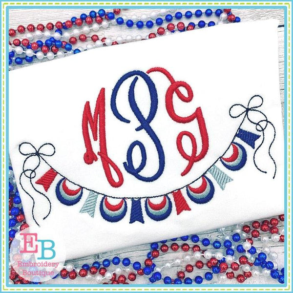 Red White and Blue Banner Design, Embroidery
