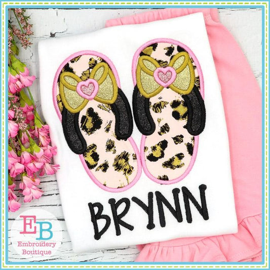 Bow Flip Flops Satin Applique, Applique