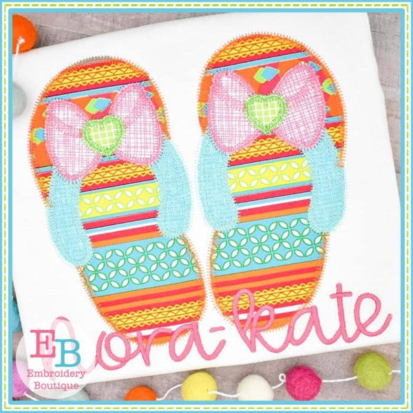 Bow Flip Flops Zigzag Applique, Applique