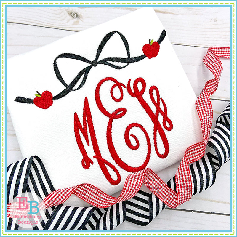 Bow Apples Embroidery Design, Embroidery