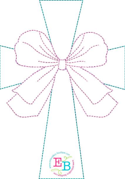 Big Bow Cross Bean Stitch Applique, Applique