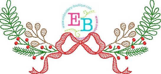 Bow Half Wreath Embroidery Design, Embroidery