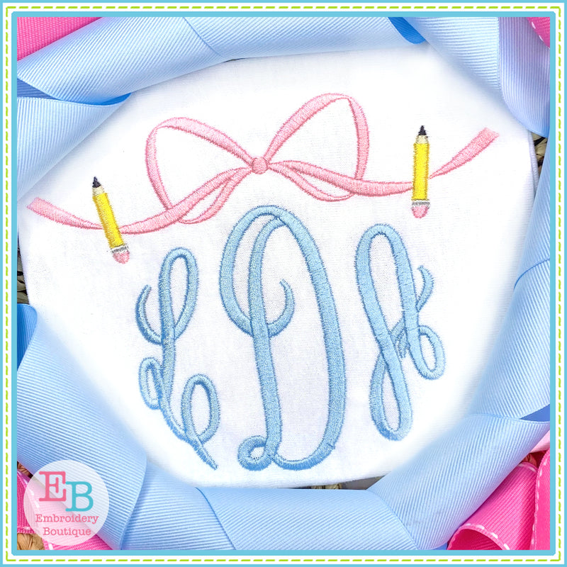 Bow Pencils Embroidery Design, Embroidery