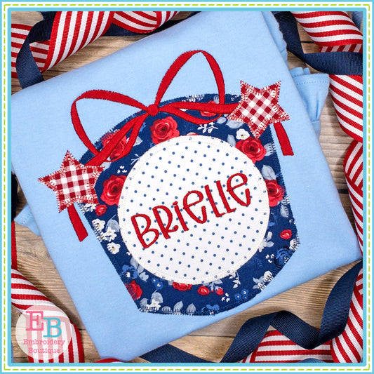 Bow Shield Stars Applique, Applique