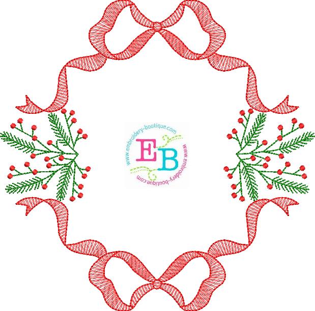 Bow Wreath Embroidery Design, Embroidery