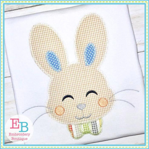 Bunny Boy Face Zigzag Applique, Applique