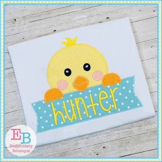 Boy Chick Banner Zigzag Applique, Applique
