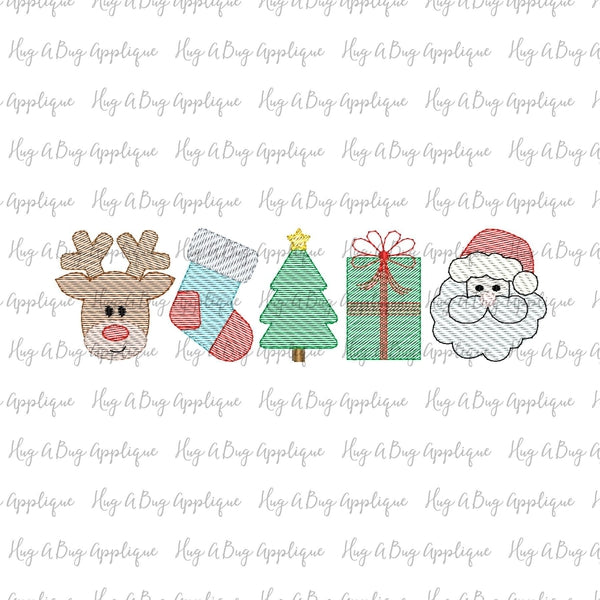Christmas Boy Set Sketch Stitch Embroidery Design, Embroidery
