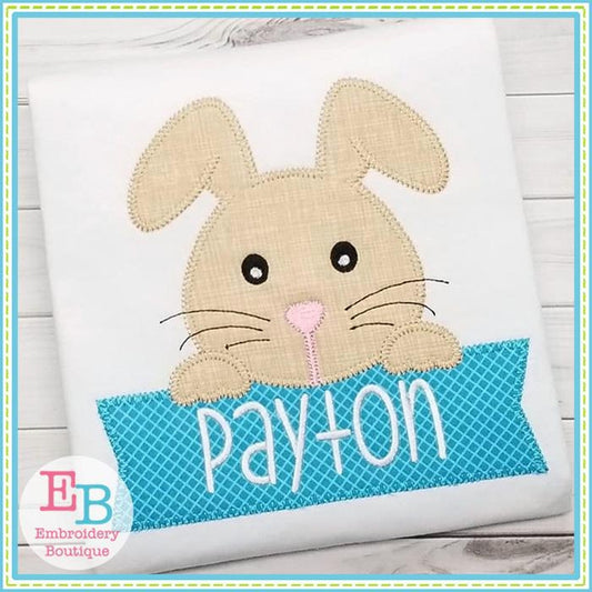 Boy Bunny Banner Applique, Applique