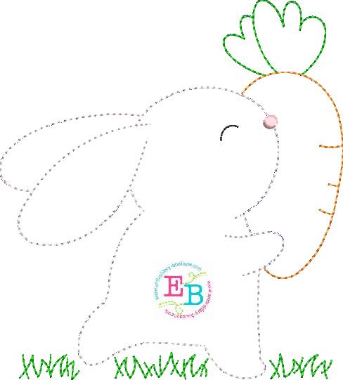 Boy Bunny Grass Bean Stitch Applique, Applique