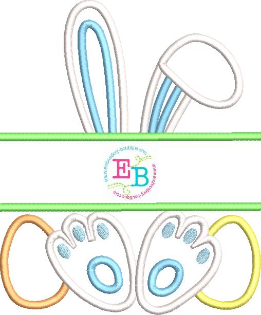 Boy Bunny Ears Banner Satin Applique, Applique