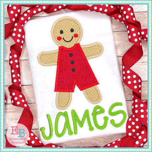 Gingerbread Boy Satin Stitch Applique, Applique