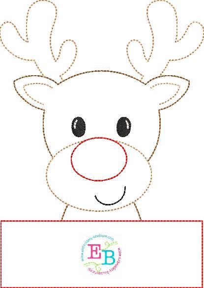 Boy Reindeer Banner Applique, Applique